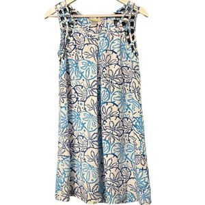 Pineapple Cove Abstract Sand Dollar Blue & Teal Mini Beach Dress/Cover Up